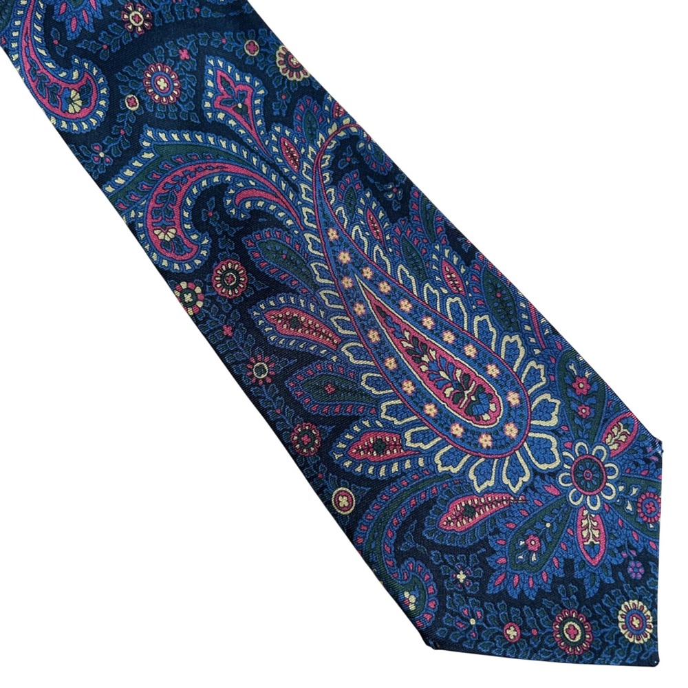Hilditch & Key Paisley Real Silk Necktie Paisley blue Colorful Saks Fifth Avenue